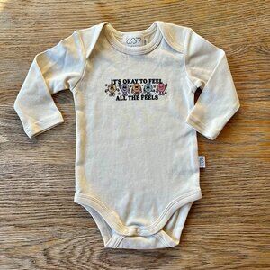 W3 Organics Baby Bodysuit “It’s Okay to Feel All the Feels” Size 3–6M